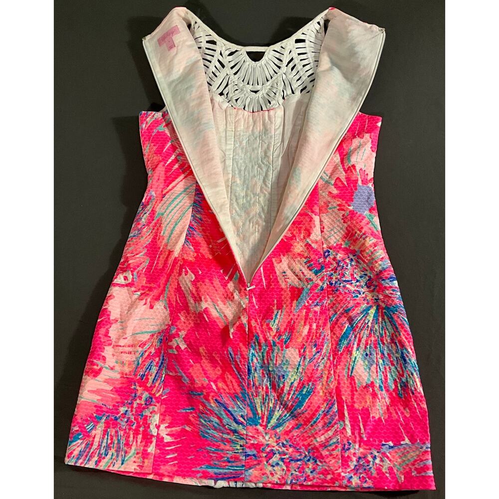 Lilly Pultizer Size Small Tana Shift Pink Floral White Soutache Lined Zip - Picture 7 of 11
